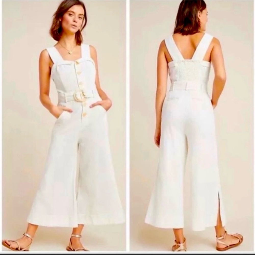 Anthropologie Cream Jumpsuit